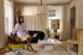 Brahman Perera, Shona McElroy and Simone Haag in Hali Rugs event